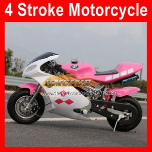 Mini Motorfiets Hot 4 Stroking Sport Kleine Locomotive Superbike Moto Fietsen Hand Start 49CC 50cc Scooter Benzine Motor Kart Kinderen Gift Racing Real Autocycle