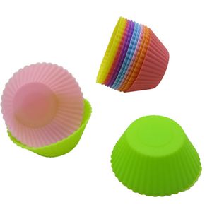 Mini taza para magdalenas, moldes redondos para hornear pasteles de silicona, molde para magdalenas, herramienta para pasteles de silicona YQ 01970