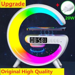 Mini multifunctionele draadloze oplader Padstandaard Luidspreker TF RGB Nachtlampje Snel laadstation voor iPhone Samsung Xiaomi Huawei