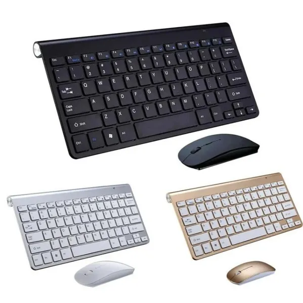 Mini conjunto combinado de ratón y teclado de tamaño completo Multimedia 2,4G teclado silencioso inalámbrico y ratón para Mac Notebook Laptop PC de escritorio