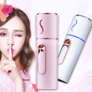 Mini Nano Face Mist Spray Cold Facial Steamer Hydratant Portable Pulvérisateurs D'ozone À Ultrasons Beauté Outil De Soins De La Peau rose blanc 220507