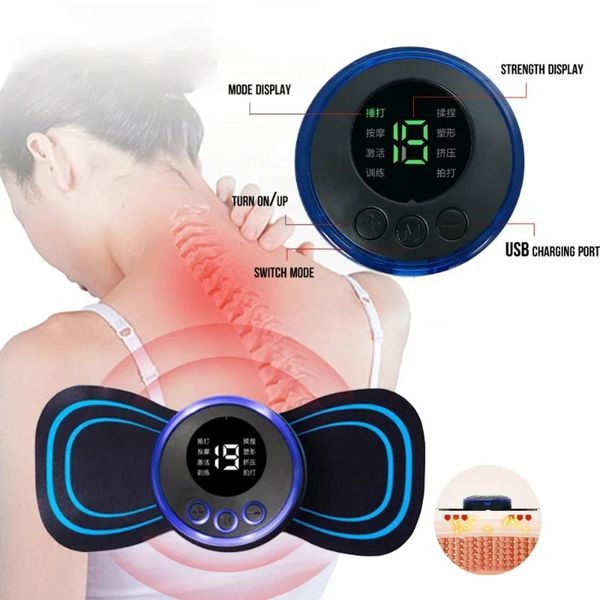 Mini masajeador de cuello con EMS Massaje de cuello Patch Pulso Electrónico Pattín de pulso Massorista de cuello Patch de almohadilla de pie