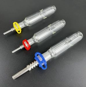 Mini collecteur de nectar Kit tuyaux de fumée en verre avec 10mm 14mm pointe en titane plate-forme d'huile d'ongle concentré Dab paille verre Bong LL