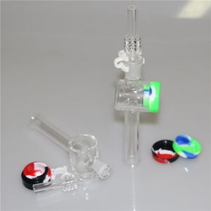 Mini kit de pipa de néctar de narguile con clavo de cuarzo y recipiente de silicona Pipas de agua de vidrio bong pipa para fumar Plataforma de plataformas petroleras