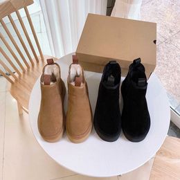 Mini Neumel Platform Chelsea Boot Diseñador Mujer Invierno Tobillo Australia Botas de nieve Parte inferior gruesa Cuero real Warm WGG Botines esponjosos With05 /