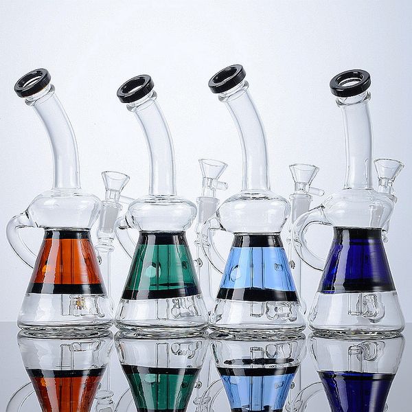 Mini New Hookahs Beaker Bong Bongs de vidrio Pequeñas tuberías de agua Perc en línea Oil Dab Rigs 14 mm Junta hembra con tazón Klein Reciclar accesorios para fumar
