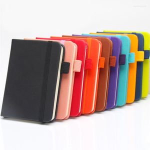 Mini Notebook Elastic Strap Diary Pocket Book Dikke Leather Retro College Studenten handschrift Word Memo Pads