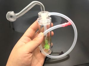 Mini brûleur à mazout Bong avec tuyau d'eau de brûleur à mazout de recyclage Dab Rig Bongs Pipes à eau de bong à main pour fumer avec un tuyau et un tuyau de brûleur à mazout de 10 mm