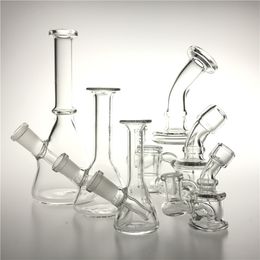 Mini plataforma de aceite Glass Bong Bong Pyrex Glass Tipe de agua con 10 mm de 14 mm Hembra Heady Recycler Glass Oil Rig Tubos para fumar