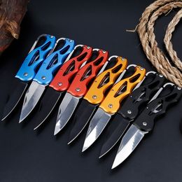 Mini cuchillo de bolsillo de exterior, multicolor, portátil, para senderismo, pesca, Navajas de bolsillo, llavero colgante, herramientas EDC