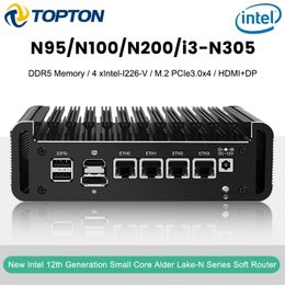 Mini PC 4xi226-V 2.5G 12e génération Intel Firewall Mini PC Alder Lake i3 N305 8 Core N200 N100 DDR5 4800 MHz Routeur logiciel sans ventilateur Proxmox Host 230925