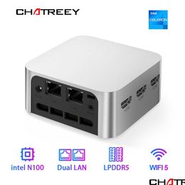 Mini PCS Chatreey PC Intel Celeron Quad Core N100 Pocket Computer 3x 2.0 2xgigabit Ethernet Windows 11 Wifi5 230925 Drop entrega Comp otguh