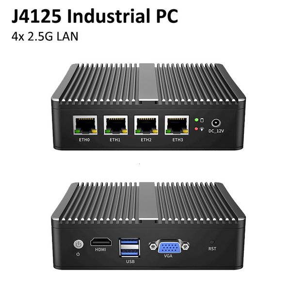 Mini PC Enrutador suave sin ventilador Celeron J4125 Mini PC Quad Core 4x Intel i225/i226 2.5G LAN VGA pfSense Firewall Appliance ESXI AES-NI 230925