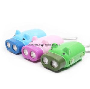 Mini tirelire main appuyant sur la lampe de poche lampe de poche électrique portable à main 2led torche électrique auto-génératrice lampe led extérieure pour enfants