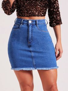 Mini -potlood jeans rok voor vrouwen boven knie denim basic bodycon rok hoge taille rokken s m l xl xxl