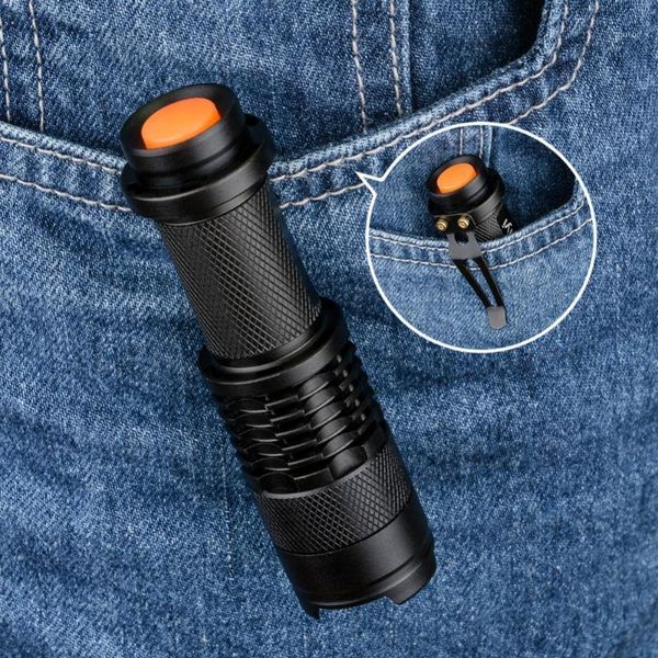 Mini Penlight 2000LM torche LED étanche 3 Modes lanterne de mise au point réglable Zoomable lumière Portable utilisation 14500 lampes de poche torches