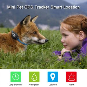 Freeshipping Mini Pet GPS Tracker Rastreador GPS inteligente a prueba de agua con collar para mascotas Gato Perro GPS + LBS Ubicación APLICACIÓN gratuita Indicador LED