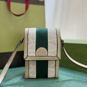 Mini-Handytasche, Designer-Tasche, Leder-Canvas-Tasche für Herren und Damen, Vintage-Druck, Umhängetasche, hochwertige Tasche 696056