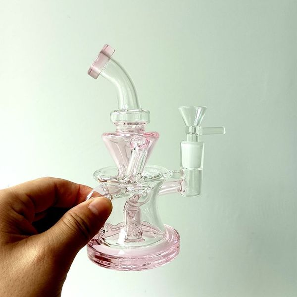 Mini Pink Glass Water Bong Hookahs Oil Dab Rigs Shisha 14mm Joint Heady Smoking Pipes