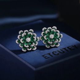 Mini planète blanc vert bleu cristal Zircon boucles d'oreilles de luxe romantique fleur boucles d'oreilles pour femmes filles mode charme bijoux 240123