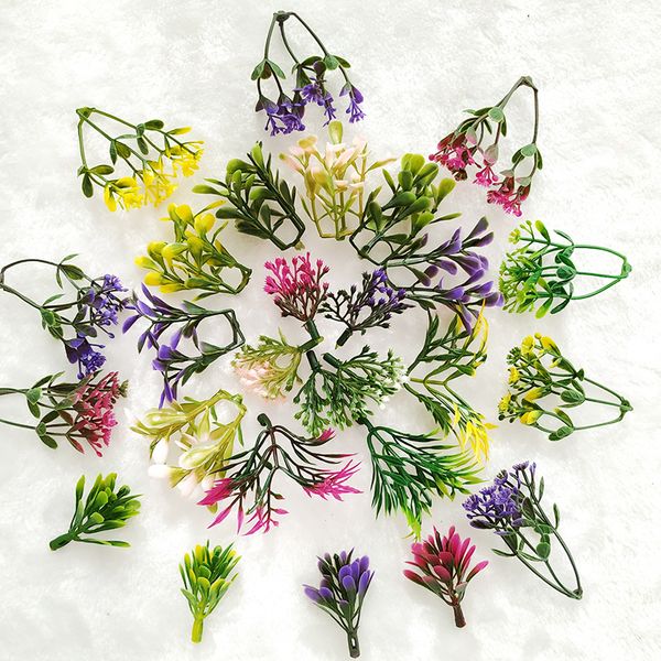 Mini plastique artificielle fleur noyau Stamin DIY Bonsai Accessoires décoratifs de fleur Pot de fleur Décoration à la main fausses plantes 210317