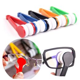 Mini lunettes de soleil en plastique brosse de nettoyage brosses en microfibre portables lunettes verre Double face outil de nettoyage