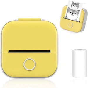 Mini imprimante de poche en plastique jaune, Portable, Premium, fabricant d'autocollants thermiques