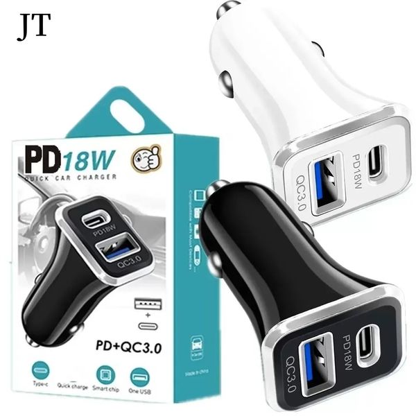 Mini portátil 12W 2.4A Puertos duales Cargador de coche Adaptadores de corriente automáticos para Ipad Iphone x xr 12 13 14 Pro Max Huawei Xiaomi Teléfono Android con caja al por menor JT