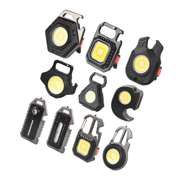 Mini lampe de poche Portable à 3 Modes d'éclairage, torche lumineuse LED Rechargeable par USB, petite lampe de poche pour le travail, porte-clés de Camping