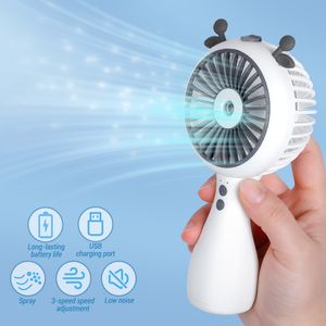 Mini draagbare ventilator USB oplaad airconditioning handheld fans 3 snelheid 2 bevochtiging spuitmodus waterventilator zomer openlucht camping huis