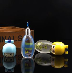 Mini bouteille en verre dépoli portable feu chaud petite lampe à alcool de personnalité de feu, conduites d'eau, bangs en verre, narguilés en verre, pipe à fumer