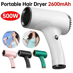 Mini Portable Hair Dryer 2600MAH USB Oplaadbare krachtige draadloze anion Handige föhn Professionele haardroger 240508