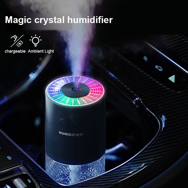 Mini humidificador portátil, lámpara de proyección de cristal mágico, humidificadores de aire, USB, difusor de agua para el hogar, purificador, generador de niebla