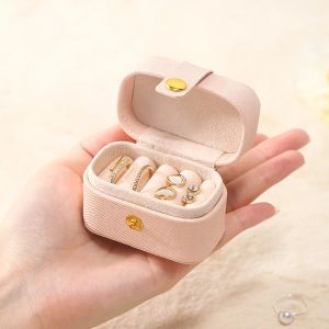Mini draagbare sieraden doos sieraden organisator display reisringen houder dozen pu lederen oorrang opslagcase cadeauverpakking