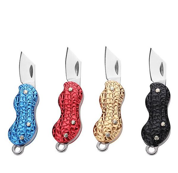 Mini Carpeta de cuchillos portátil Camping Plegable Bolsillo Llavero Cuchillo Herramienta multifuncional para exteriores Autodefensa Collar de maní Cuchillos Edc Herramienta de supervivencia