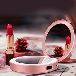 Mini Portable LED Make -up Mirror Round HD Cosmetic met lichte schoonheid gereedschap Bult voor tafelbadkamer Travel Dropship 231221