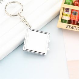 Mini draagbare make -up compacte sleutel ketting pocket spiegel ronde hart ovale sqaure vorm dubbele zijkanten cosmetische spiegel metalen sleutelring