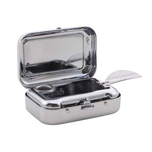 Mini Portable Cendrier En Métal Cendrier De Mode Cendrier Avec Couvercle Verrouillable Bureau Cendrier Cas Extérieur Poche Cendrier Cadeau Pour Homme HKD230809