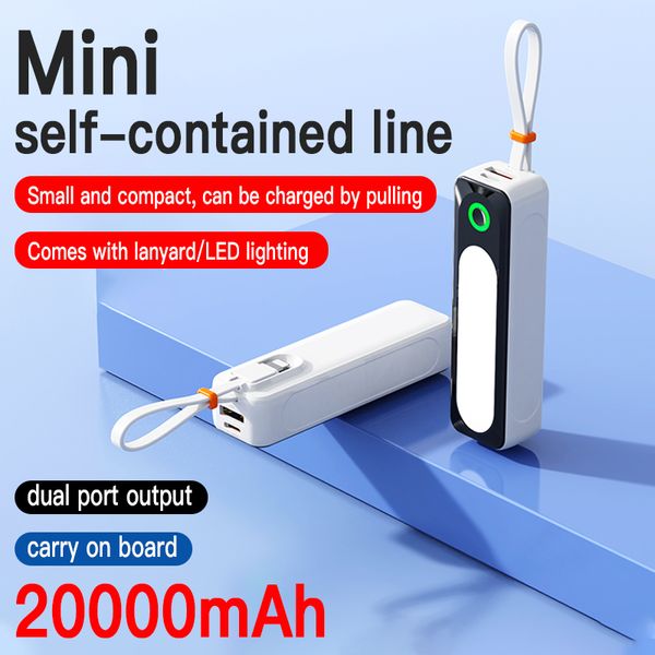 Mini banco de energía portátil, cargador de 5000mAh, carga rápida, Cable interno de batería externa delgada para iPhone, Xiaomi, Huawei QC3.0