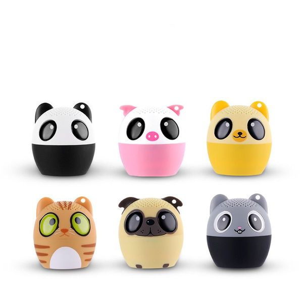 Mini haut-parleurs portables en bois haut-parleur Bluetooth mains libres sans fil avec fente pour carte FM TF lecteur audio LED pour tablette MP3 PC dans la boîte animal mignon