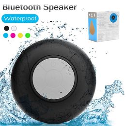 Mini Subwoofer Subwoofer Ducha impermeable al altavoz Bluetooth Bluetooth CAR MANDIO RECEENDO RECEDER MUSICO MUSIC CON MIC SUCKER PARA iPhone Samsung en caja minorista