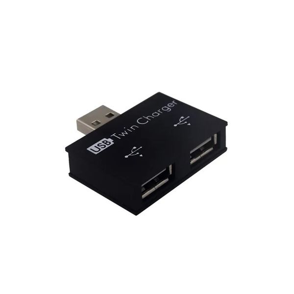 Mini concentrador USB portátil a cargador de 2 puertos, adaptador USB divisor para teléfono, tableta, ordenador, adaptador de cargador USB