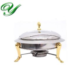 Mini Pot Cooker Cooker Stove Plato de plato de chafing Siring Calentador de estados Corona de oro de acero inoxidable Tapa de 30 cm Buffet Pan Server Bandeja de alimentos War9790827