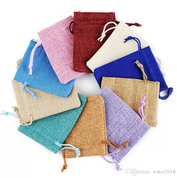 Mini pochette en Jute, lin et chanvre, petits sacs à cordon, bague, collier, bijoux, pochettes pour cadeaux de mariage, emballage 2022