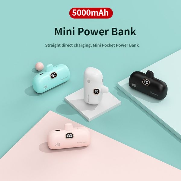 Mini banco de energía de 5000mAh, cargador portátil para iPhone 14, 13, 12, 11 Pro Max, Samsung, Xiaomi QC PD, batería externa de carga rápida