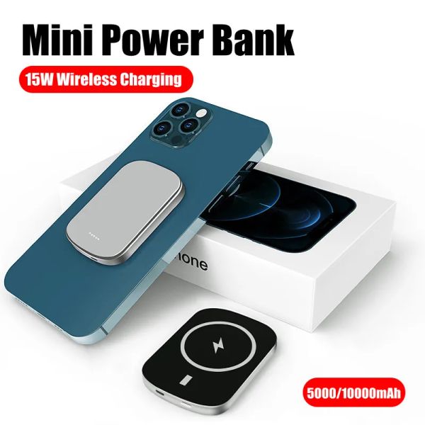 10000 mah Mini Powerbank pour Xiaomi Samsung iPhone batterie externe chargeur sans fil portable banque d'alimentation magnétique batterie auxiliaire