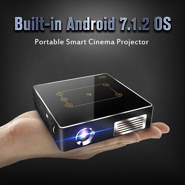 Mini proyector C9 Plus 2GB 16GB RK3328 Android 7.1 LED DLP Proyectores 150ANSI lumen 2.4G / 5G Wifi 4K Cine en casa Película 2022 copa mundial de fútbol