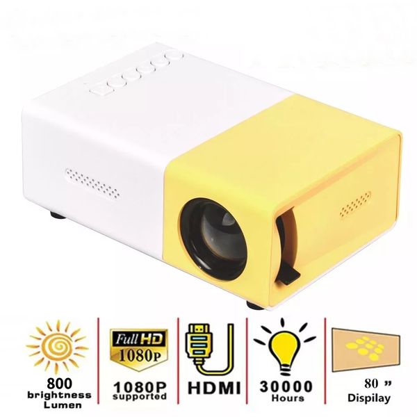 Mini Projecteur YG300 Pro LED pris en charge 1080p Full HD Portable Beamer Audio HDMI USB Video Projetor