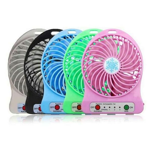 Mini ventilador portátil USB multifuncional recargable para niños Ventilador de mesa Luz LED 18650 Batería ajustable 3 velocidades Mini USB Ventilador de refrigeración al por mayor