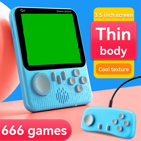 Mini console de jeu portable G7 avec manette de jeu pour doubles joueurs portables écran 3,5 pouces 1 cm rétro ultra-mince Bulit-666-in jeux vidéo classiques jeux familiaux enfants gif